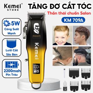 Tông đơ cắt tóc kemei 709A, Tăng đơ cắt tóc cho bé và người lớn pin sạc tiện lợi và an toàn