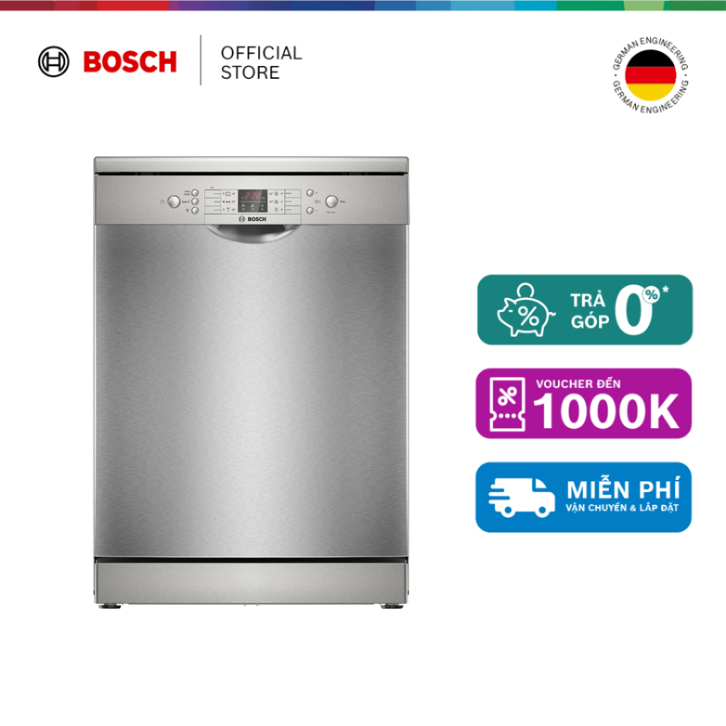 25.07 - 29.07 | Voucher Shopee lên đến 3tr | Máy Rửa Chén Độc Lập 12 Bộ Bosch SMS26AI00Q - Series 2 (60cm)