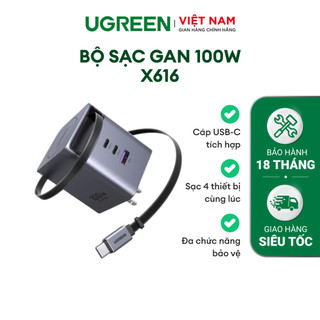  Củ sạc 100W UGREEN  X616 CD254 | Công nghệ GaN | Sạc nhanh nhiều thiết bị cùng lúc | Bảo hành 18 tháng 1 đổi 1 
