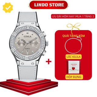  Đồng hồ nữ đẹp chính hãng thời trang chạy 5 kim có lịch chống nước tốt 5ATM tặng kèm vòng CINLA CL8801 