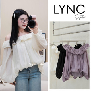  LYNC STUDIO - Áo trễ vai nữ tay bồng chất tơ LCA868A 