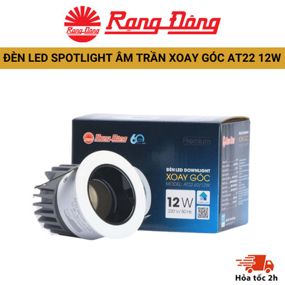 Đèn LED Âm Trần Spotlight Rạng Đông Xoay Góc AT22 60/12W, Sử Dụng Chip LED Hàn Quốc, Đảm Bảo Chất Lượng cao