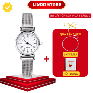 [TẶNG LẮC TAY] Đồng hồ nữ chính hãng dây thép không gỉ bền đẹp thời trang cao cấp kèm hộp CINLA NT58