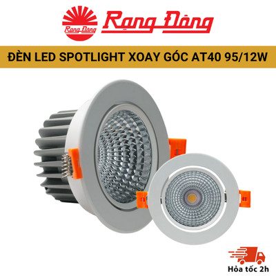 Đèn LED Spotlight Rạng Đông Xoay Góc AT40 95/12W,Thiết Kế Nhỏ Gọn, Chiếu Sáng Linh Hoạt Cho Nhiều Nhiệm Vụ