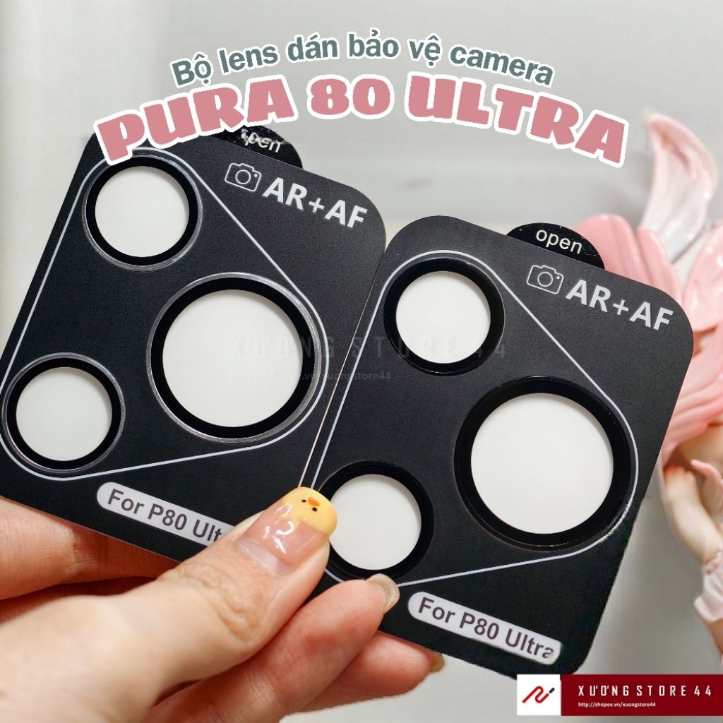 Bộ lens dán bảo vệ camera Huawei Pura 80 Ultra chống trầy xước màu đen trắng -