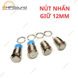 Nút nhấn nhả không giữ trạng thái 12mm 12-24V hợp kim chống nước đầu cao,đầu bằng, có đèn không khóa