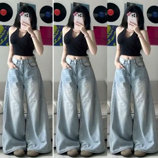 Quần Jean Nữ ống 37cm SIÊU RỘNG cạp cao MIAA Phong Cách Hàn Quốc TÔN DÁNG chất bò mềm denim đầy đủ size