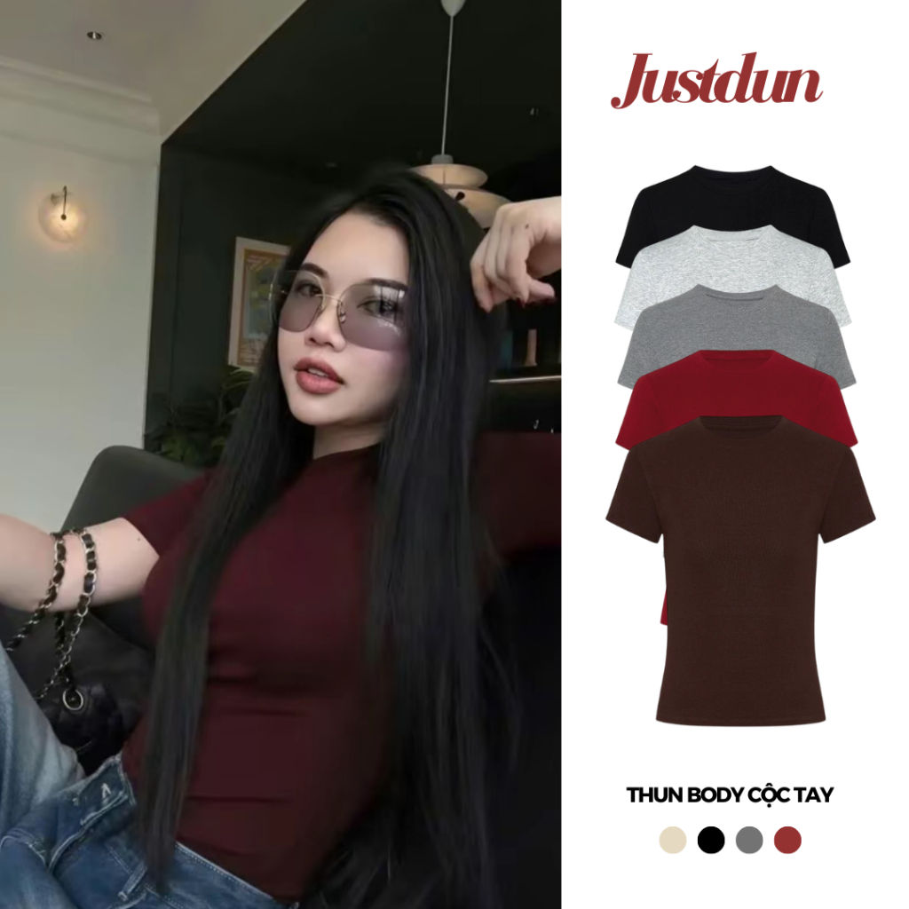 Áo thun ôm body cotton lông mịn co giãn Justdun B18 | BigBuy360 - bigbuy360.vn