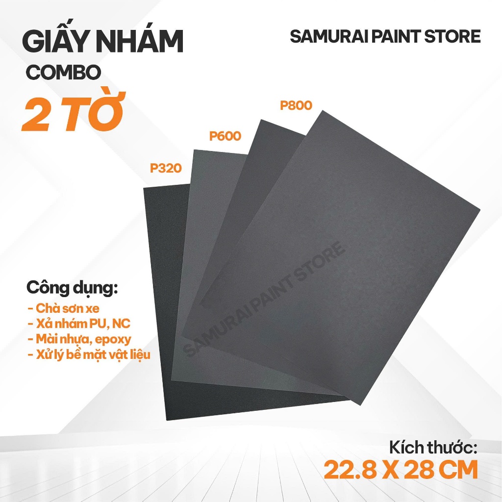 [2 tờ] Giấy nhám nước mịn P320-P600-P800 chà nhám sơn xe, xả nhám PU, vật liệu, gỗ,... – Tùy chọn số