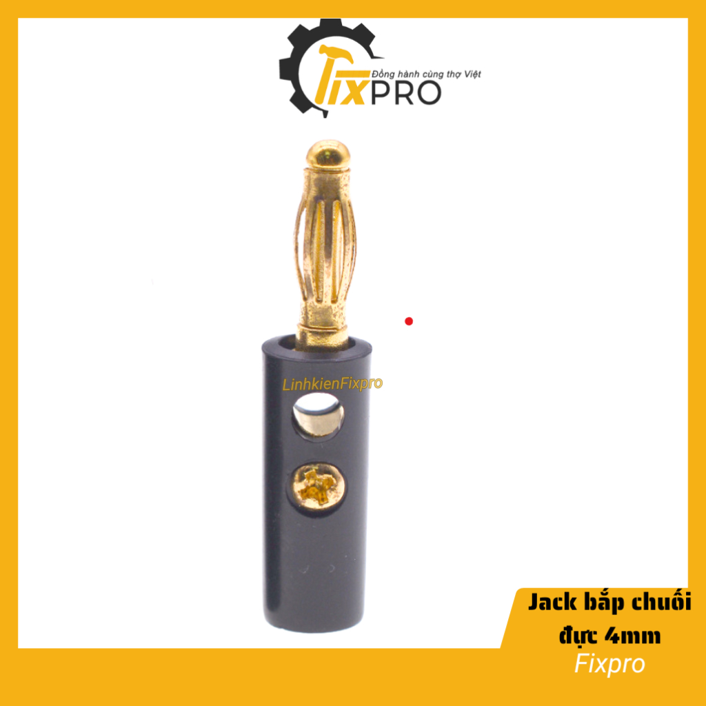 Combo 5 chiếc Jack bắp chuối đực 4mm mạ vàng màu đen