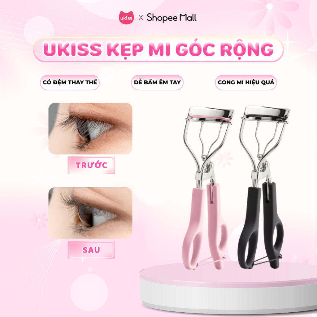 Ukiss Kẹp Mi Góc Rộng Giúp Cong Lâu Kèm Đệm Thay Thế Tiện Lợi
