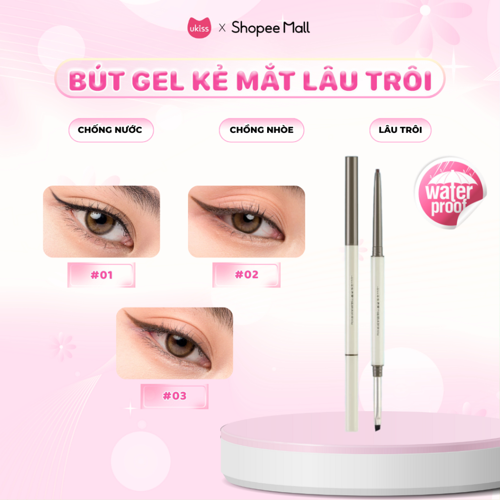 Ukiss Bút Chì Kẻ Mắt Dạng Gel Lâu Trôi Không Thấm Nước Chống Nhòe Dễ Kiểm Soát 60mg
