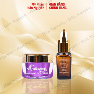  Combo kem face tím và serum cao cấp N-Collagen Hân Nguyễn - Dưỡng ẩm trắng da giảm mụn mờ thâm nám 