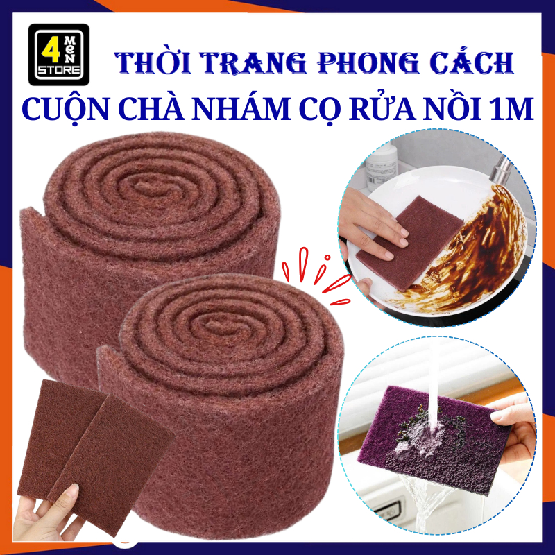 Cuộn Chà Nhám Cọ Xoong Nồi Dài 1M - Miếng Rửa Chén Bát Chà Nồi Đồ INOX Giúp Làm Sạch Vết Ố Lâu Ngày
