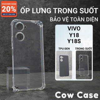 Ốp lưng Vivo Y18, Y18s 4G Cow case trơn màu đen | Ốp điện thoại Vivo dẻo bảo vệ camera đt toàn diện