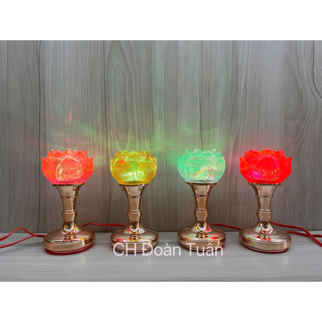 MỘT ĐÔI ĐÈN THỜ LED BÚP SEN ĐỔI MÀU