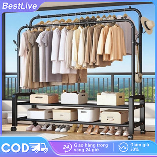 𝗕𝗲𝘀𝘁𝗟𝗶𝘃𝗲  Kệ Treo Quần Áo Cực đôi Bằng Sắt Giá Treo Quần Áo Thép Sơn Tĩnh Điện và giá để giày