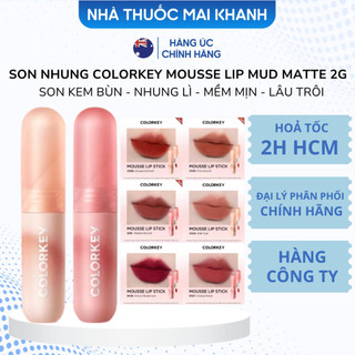  Son Kem Bùn Colorkey Mềm Mịn Như Nhung Mềm Môi - Mousse Lip Mud Matte 2g 
