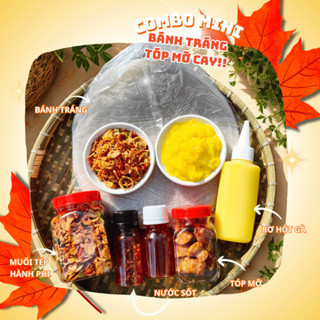 [COMBO MINI] Bánh tráng phơi sương 150g, muối tép hành phi 100g, bơ 100g, hũ tóp mỡ (Tặng 2 nước sốt)