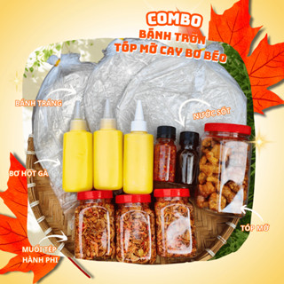 Bánh tráng phơi sương 450g, muối tép hành phi 300g, bơ 300g, hũ tóp mỡ (Tặng 2 nước sốt)