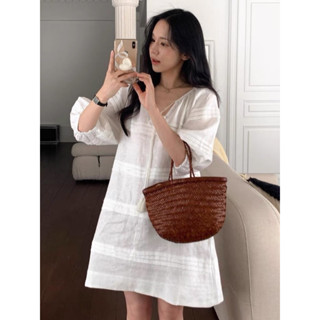  Sam Dress- | BEELY| Đầm Linen baybydoll tay phồng KÈM DÂY 