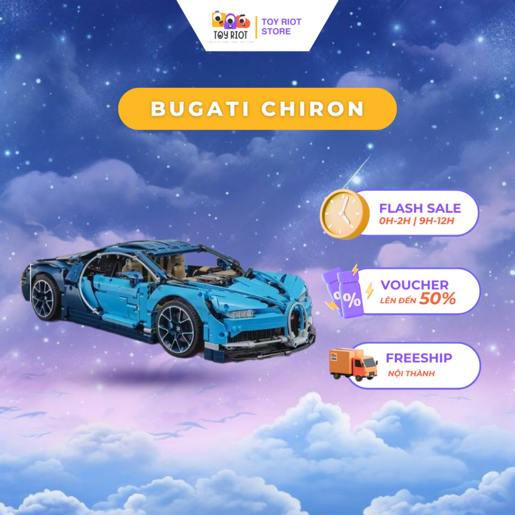 Bộ Đồ Chơi Lắp Ráp Mô Hình Siêu Xe BUGATI Chiron Tỉ Lệ 1:8