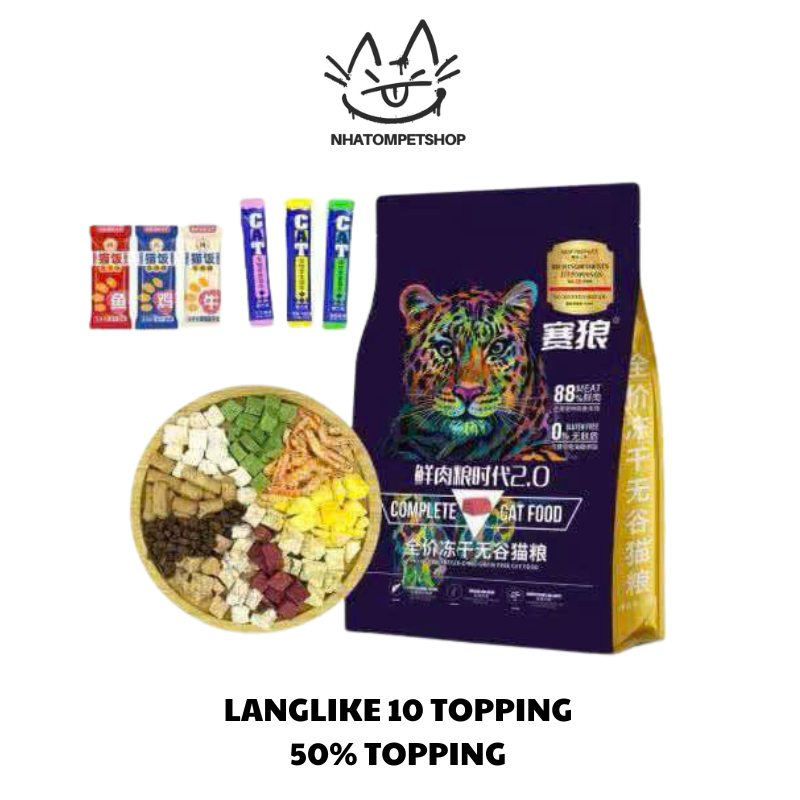 [Túi 5kg] Hạt LANGLIKE 10 loại topping cho mèo, langlike 10 toppings 43% protein cho mèo