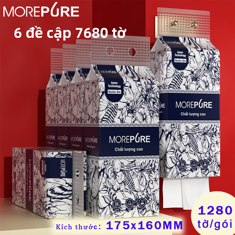 Giá rẻ Miễn phí vận chuyển COMBO Giấy ăn móc treo 6 GÓI LỚN 1280 tờ/gói KHĂN GIẤY RÚT TREO TƯỜNG CHO NHÀ HÀNG