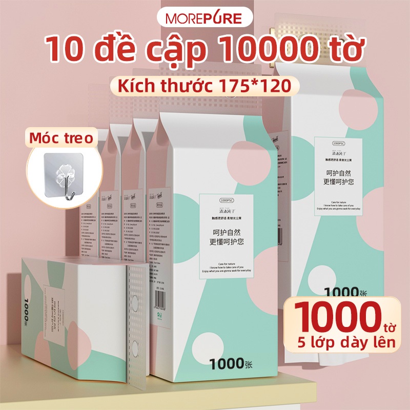 Giá rẻ Khǎn giäy10 bịch Giấy ăn 1000 tờ/gói Khăn giấy treo 5 lớp，giấy mềm，DÙNG CHO GIA ĐÌNH 3 NGƯỜI 2 THÁNGgiấy gia đìn