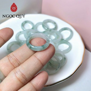  Nhẫn cẩm thạch A Myanmar - Nhẫn ngọc phỉ thúy type A chất nếp băng xanh hoa bay- Ngọc Quý 