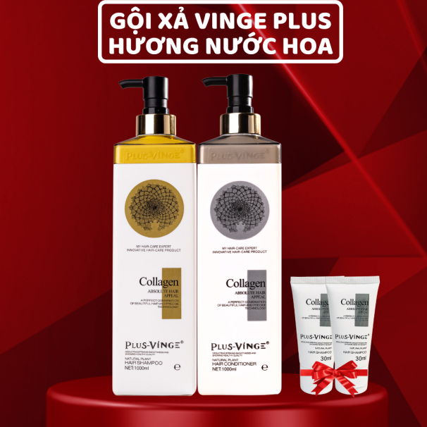 Cặp dầu gội xả Collagen Vinge Trắng |Kích Thích Mọc Tóc, Phục Hồi Tóc Hư Tổn☄️Hàng Chính Hãng Ý ALYA