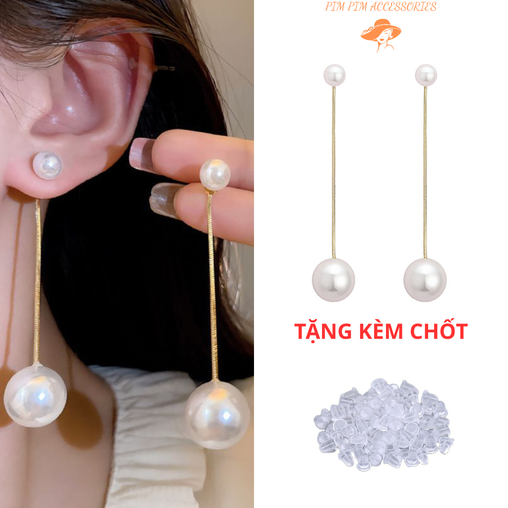 Bông Tai Nữ Ngọc Trai Nhân Tạo Treo Thanh Lịch – Dáng Dài Cá Tính Phối Dây Thả Thanh Thoát