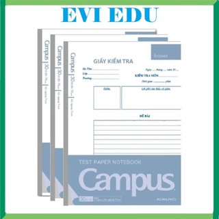  Combo 3 tập giấy kiểm Campus tra kẻ ngang B5L30 dạng xé 30 tờ khổ B5 TPN-B5L30 