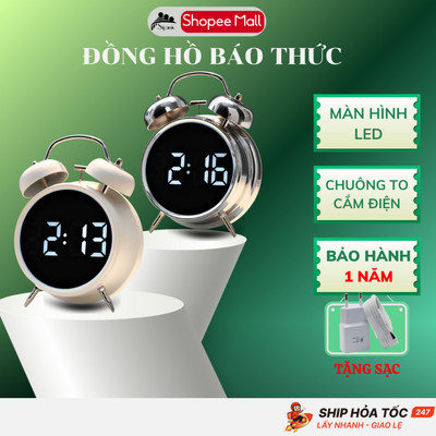 Đồng hồ báo thức SIPANIC HL88 chuông to,đồng hồ led để bàn cắm điện màn hình sáng suốt