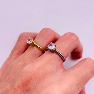  Nhẫn titan không phai không rỉ sét màu vàng và trắng mã 60 Nhẫn titan nữ bền màu trangsucmoiluatuoi.RIN 