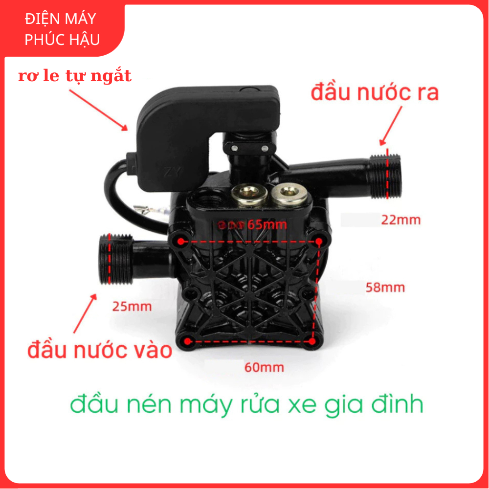ĐẦU BƠM MÁY RỬA XE LÓT NHÔM MÁY RỬA XE MINI Có Kèm Rơle Điện (ĐẦU BƠM X6) MÃ 009Q