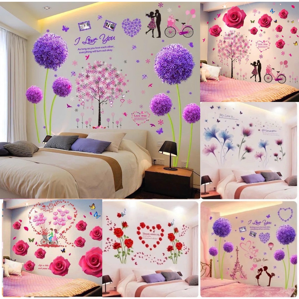 TỔNG HỢP NHIỀU MẨU, decal dán tường trang trí phòng ngủ, phòng cưới, phòng tân hôn cực hót