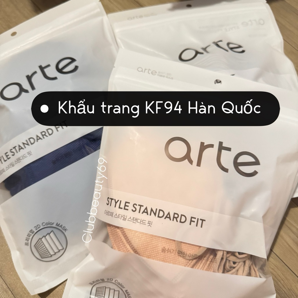 Khẩu trang ARTE Standard Fit KF94 Hàn Quốc, khẩu trang nội địa style KPOP, 국산 아르떼 새부리형 스탠다드 핏 컬러 마스크