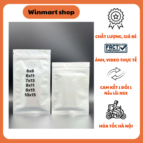 50 chiếc Túi zip mini 2 mặt bạc đáy liền winmart