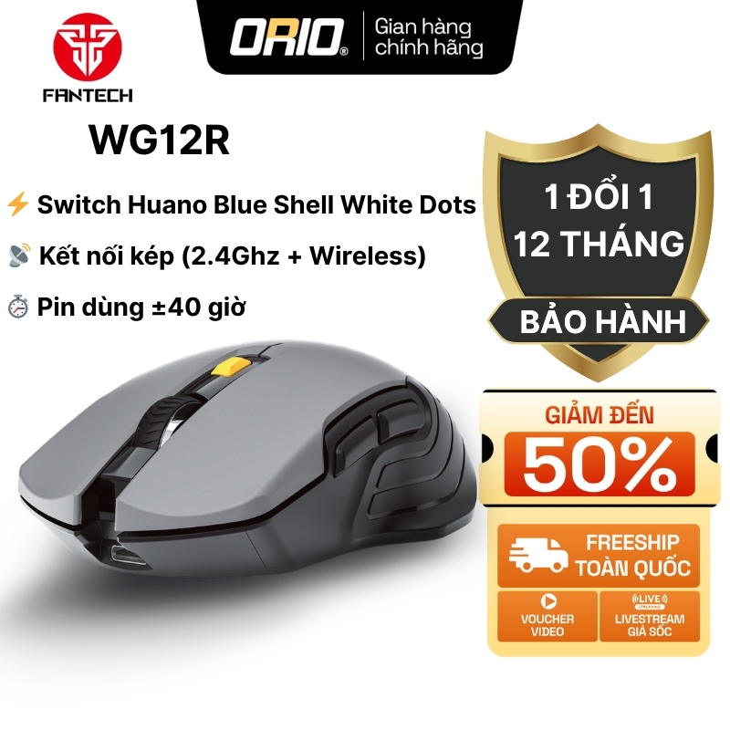 Chuột Không Dây Gaming ORIO Fantech Raigor III WG12R Rechargeable 2.4GHz – Pin Sạc, DPI 2000