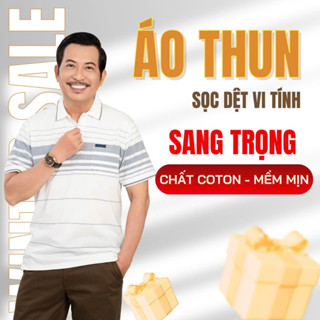 Áo Thun Nam Có Túi Trung Niên Sọc Ngang Cổ Bẻ From Rộng Tay ngắn Size Từ 50kg - 98kg