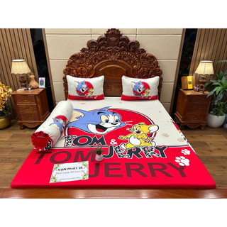 BỘ GA GỐI THUN LẠNH 5D NHIỀU MẪU KITTY, SIÊU NHÂN, GẤU DÂU