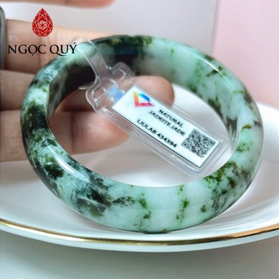 Vòng cẩm thạch A Myanmar - Ngọc phỉ thúy type A bản hẹ màu sơn thủy chất nếp mịn ni 50-56 (kèm kđ type A) - Ngoc Quý