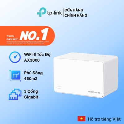 [Wi-Fi Mesh Thế Hệ 6] Hệ thống Mesh Mercusys Halo H80X (1 Pack) | Tốc Độ AX3000, Phủ Sóng Toàn Bộ Nhà