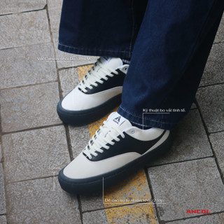  Giày Sneaker Vải Canvas Unisex Ancol Heron Atmos – Vải phối Da Đế Cao Su Thiết Kế Đơn Giản Tinh Tế 