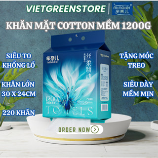  Khăn mặt khô dùng một lần ,khăn sợi Cotton mềm an toàn cho da  khăn mặt khô túi Lớn 1200G Minaier 