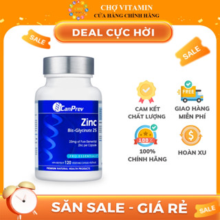 Thực Phẩm Bảo Vệ Sức Khoẻ CanPrev Zinc Bis-Glycinate 25 - Bổ Sung Kẽm Hấp Thu Nhanh Chính Hãng Canada