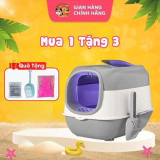  Nhà vệ sinh cho mèo 2 cửa có đèn khử khuẩn bằng tia UV - Nhà vệ sinh cho mèo chống văng cát 