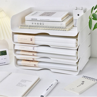  Minimore | Khay nhựa trong suốt kệ đựng tài liệu a4 văn phòng xinh xắn giá đựng sách để bàn decor bàn học BA09  