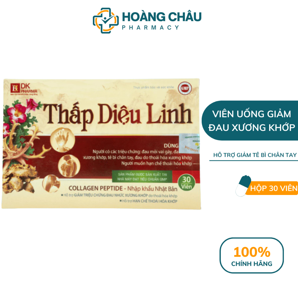 Viên Uống Xương Khớp Thấp Diệu Linh – Giảm Đau Nhức, Tê Bì Tay Chân, Hỗ Trợ Thoái Hóa Hộp 30 Viên